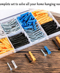 Knockout Drywall Anchors And Screws Assortment Kit Hella Tough Wall Plug Hardware for Hanging Shelves with various colors and sizes.