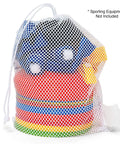 Breathable Mesh Sports Equipment Bag 12x18 Inch, Heavy Duty Nylon Drawstring Gear Sack With Lock And ID Tag holding sports discs
