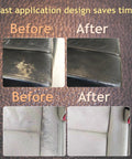 Before and after images showing Leather And Vinyl Repair Kit 21 Piece With Fast Application And Mixable Colors For All Leather Types Fix Tears Holes Scratches And Peeling On Furniture Car Seats And Jackets Great For Repair Projects used on leather and vinyl surfaces.