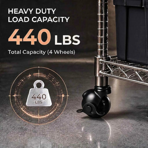 Set Of Four 2 Inch Swivel Ball Casters With Locking Brake M8x15mm Grip Neck Stem For Hassle Free Furniture Upgrade Durable E Coated Black Wheels with 440 lbs capacity
