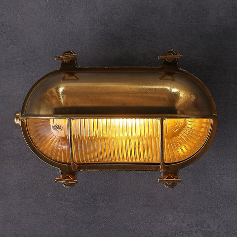 Nautical Brass Bulkhead Wall Light Lampshade Only For Indoor Outdoor Use IP65 Waterproof E27 Ready in vintage style