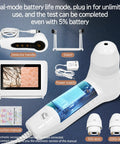 Pro Grade Skin Hair Analyzer With Dual Lens Precision Detection 50X Skin Lens And 200X Hair Follicle Mirror For Real Time Skin Condition Scalp Oil Buildup Hair Elasticity And Follicle Health At Home, parts shown