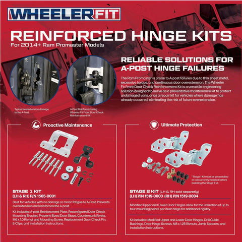 Passenger Side Reinforced Front Door Hinge Kit For Ram ProMaster Wheeler Fit 1519-0004 Heavy Duty Stage 2 Kit product display