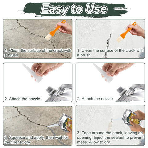 Easy to use steps for Self Leveling Concrete Crack Filler for Driveways and Patios, Heavy Duty All Weather Elastic Sealant