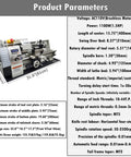 Zero Fuss Operation On This 8X16 Mini Metal Lathe Features A Quiet Gearless Drive And Snap Switch Metric Inch Dialing Perfect For Weekend Hustlers Knocking Out Custom Parts 1100W Benchtop Mill 110V with specifications and dimensions.