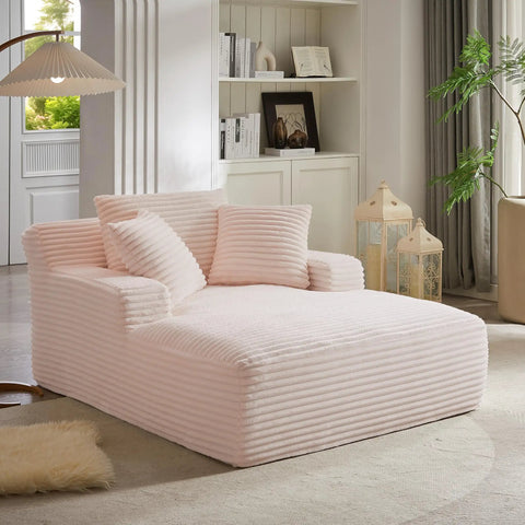 66 Inch Oversized Plush Corduroy Chaise Lounge Chair No Assembly Sleeper Style Boneless Chair For Bedroom Full Body Reclining Lounger