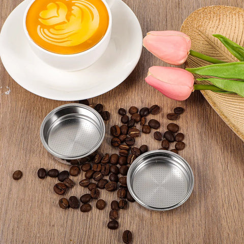 Two Pack 51mm Stainless Steel Espresso Filter Baskets For Portafilter Machines Pressurized Cup Filters For 1 Or 2 Cup Brews