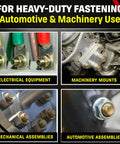 Top Tier 5/8 X 2 1/2 Inch 304 Stainless Steel Hex Head Bolts on machinery and automotive assemblies.