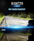 Comparison of road visibility at night with Straight Shot Plug And Play H4 9003 Fog Light Bulbs Delivering A Crisp 6500K Xenon White Beam.