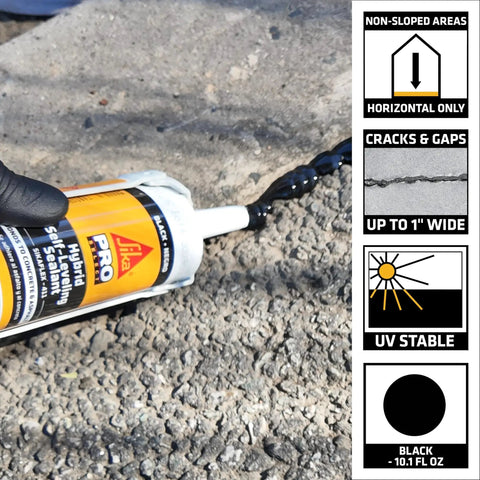 Hybrid Self Leveling Sealant Black For Concrete Asphalt Brick Stone And Masonry, UV Stable Eco Friendly Tack Free In One Hour