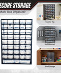 Front view of 41 Drawer Plastic Tool Organizer Storage Bin With Drawers For Hardware Craft Beads Toys Nuts And Bolts Garage Workshop Home Organization Must Have Durable Plastic Construction With Sturdy Stackable Trays And Easy Drawer Access.