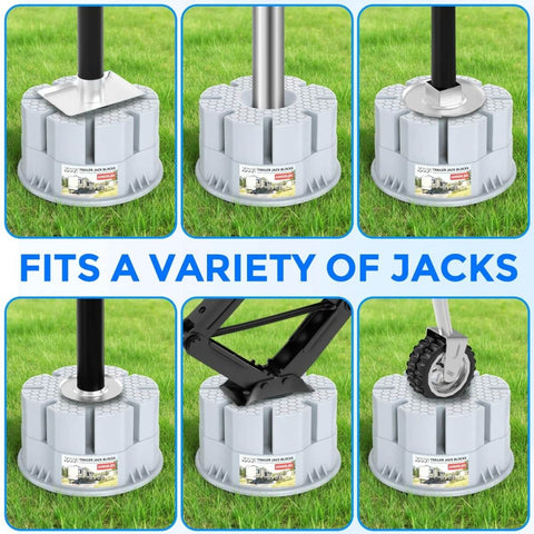 Six Inch Height Trailer Jack Block Heavy Duty 40000 Lbs RV Camper Stabilizer Blocks For Travel Trailers Tongue Jack And Fifth Wheels Scissor Style Stabilizers 1 Pack Built From Weather Resistant Polymer used with various jacks on grass