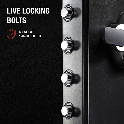Live locking bolts of Built To Last Fireproof And Waterproof Safe Box With Dial Combination 1.23 Cu Ft For Money Documents And Valuables
