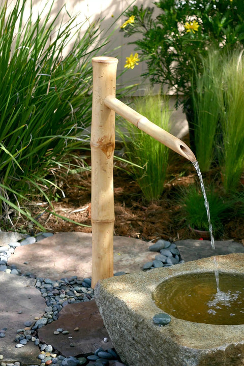 Epic 36 Inch Bamboo Fountain With Pump For In Ground Disappearing Water Features Outdoor Garden Waterfall For Ponds And Buried Basins