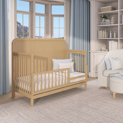 Toddler Bed Rail Guard Conversion Kit for Full Size Cribs to Toddler Beds, Durable Pinewood Safety Rail, Natural Oak Finish, Amazon Exclusive