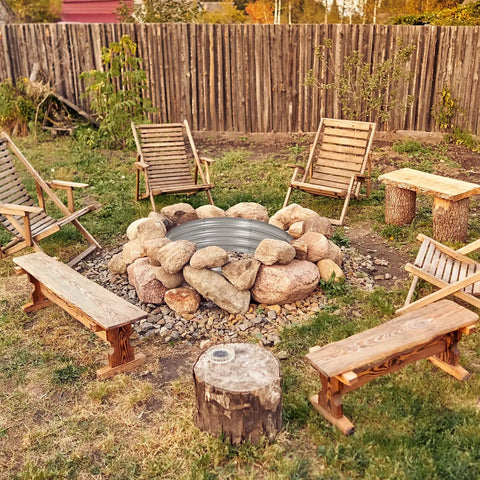 Heavy Duty Galvanized Fire Pit Ring For Outdoor Wood Burning 8 Piece Metal Firepit Liner With 0.8mm Thick Steel in backyard setup