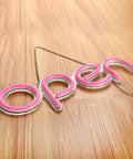 Open Sign For Business Pink 16x6 Inch Attention Grabbing Open Close Display With Low Voltage Bright Lights On Off Switch Pre assembled Hanging Chain