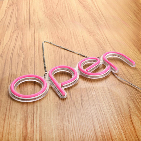 Open Sign For Business Pink 16x6 Inch Attention Grabbing Open Close Display With Low Voltage Bright Lights On Off Switch Pre assembled Hanging Chain