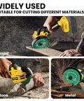 Cordless Cut Off Tool For 20V Max Batteries, 18,000 RPM Brushless Powerhouse With 4 Inch Blades cutting wood, stone, metal.