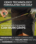 Man holding golf club showing 2 In 1 Grip Restore And Cleaner For Shoes And Gloves, A Versatile Grip Spray For Golf Basketball Football Volleyball And Baseball