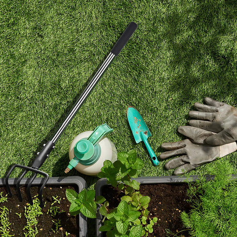 Long Hand Cultivator with Telescopic Handle and Soft Grip for Easy Digging and Loosening and Weeding in the Garden 4 Tooth Carbon Steel