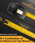 2 In 1 Laser Tape Measure With Auto Lock Magnetic Hook, 135 Ft Laser Range And 16 Ft Manual Tape, nylon-coated tape