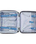 Open interior view of Cruise 3.0 Hardside Underseater Carry On Luggage With Two Inline Wheels Lightweight Polycarbonate Shell, adjustable straps