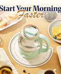 Super Fast Boil Electric Glass Kettle 1.2L 1200W With Adjustable Temperature Control And Keep Warm Mint Finish on kitchen table