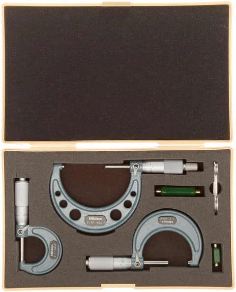 0 To 3 Inch Outside Micrometer Set With Carbide Faces And 00001 Inch Graduation For Pro Grade Precision in protective case