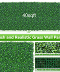 48 By 120 Inch Grass Wall Panels Set Realistic Artificial Grass Backdrop With Flower Vines Lush Faux Boxwood Roll shown in detail