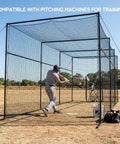 40 Foot Batting Cage With Net And Frame For Baseball Softball Hitting And Pitching Practice Heavy Duty Framed Backyard Training Cage Package Weatherproof Durable Easy Assembly For Quick Setup in use by player