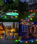 Sun Powered Solar Ground Lights 12 Pack With 8 LED In-Ground Disk Lights illuminating pathways and gardens at night, cool white.