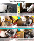 Installation steps for Heavy Duty 36 Volt Solenoid Relay for EZGO Golf Carts with numbered instructions and images