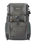 Front view of Alta Sky 62 Camera Backpack For 200 To 600mm Telephoto On DSLR Or Full Frame Mirrorless Fits Up To 7 Lenses Plus Beefed Up Gear 16 Inch Laptop And 11 Inch Tablet Top Front And Lower Rear Access Room For Tripod
