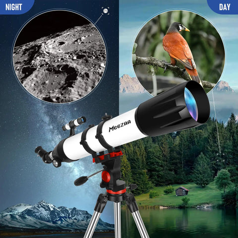 Awesome High Powered 90mm Aperture Refractor Telescope For Adults With 800mm Focal Length shown for day and night use