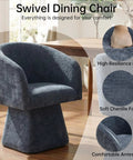 Swivel Dining Chairs Set Of 2 Upholstered Barrel Back Accent Arm Chairs In Blue with high-resilience foam and chenille fabric.