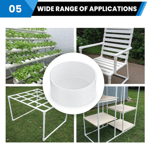 2 Inch PVC End Cap For Schedule 40 Pipe, White Slip Socket Cap Connector used in outdoor furniture and plant irrigation systems