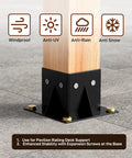 Heavy Duty 4x4 Post Brackets For Wood Posts 4 Pieces DIY Post Base Kit Easy Install For Gazebos Patio Pergolas And Log Cabins Inner Size 3.6x3.6