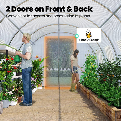 Walk In Greenhouse Tent Outdoor 20 By 10 By 6.6 Feet With Upgraded Galvanized Metal Frame Large Mesh Door And Zippered Screen Windows Winter Plant Tunnel 2 Stiffeners Easy Setup And Sturdy Garden Shelter