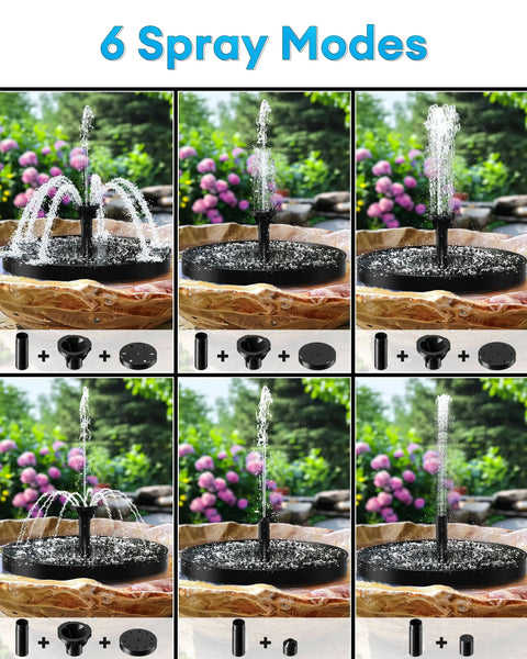 Sun Powered Bird Bath Fountain With Six Nozzles For Ponds And Gardens Dope Solar Pond Water Feature Easy Start Durable Panel