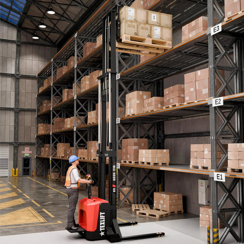 Hardcore Electric Pallet Stacker With Stand 3300 Lb Capacity 216 Inch Lift Height Adjustable Forks Boss Level Warehouse Workhorse For Heavy Duty Freight Grind And Logistics Moves