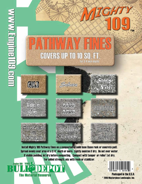 Alabaster Silver Decomposed Granite Pathway Fines For Walkways And Patios Dope Natural Look That Covers Up To Ten Square Feet At Three Quarter Inch Depth Easy To Install Gravel Mix With Dark Grey Blue Tones And White Specks product flyer with color options.