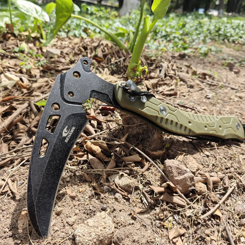 Folding Sickle Knife With Sheath For Tactical Survival And Outdoor Pruning Tools Quick Release With Safety Lock in garden use