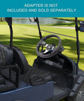 Heavy Duty Golf Cart Steering Wheel With Slick Non Slip Grip Fits Club Car EZGO And Yamaha Models, close-up in golf cart interior.