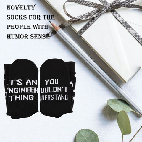 Its An Engineer Thing You Wouldnt Understand Socks Funny Novelty Gift for Engineers next to gift box and pencil