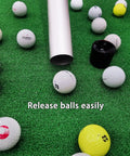 39 Inch Aluminum Golf Ball Picker Tool With Quick Tube Release on grass with scattered golf balls