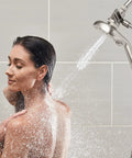 Adjustable Magnetic Dual Dock Handheld Shower Head With 5 Foot Metal Hose And PowerPulse Massage In Brushed Nickel 10 Inch Height Range