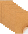 Ten Piece Natural Cork Self Adhesive Sheets Eight Point Three By Eleven Point Seven Inches One Millimeter Thick stacked cork sheets with adhesive backing.