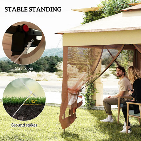 11x11 Pop Up Canopy Gazebo With Removable Screen Walls Instant Outdoor Shade Shelter For Backyard And Garden setup view