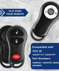 Beefed Up Key Fob Cover Replacement Case for Chrysler Dodge Jeep Remote Shell 3 Button GQ43VT17T GQ43VT9T